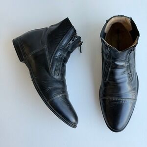 Parlanti Passion Black Paddock Boots Size 39 Leather Zip Up Equestrian Italy